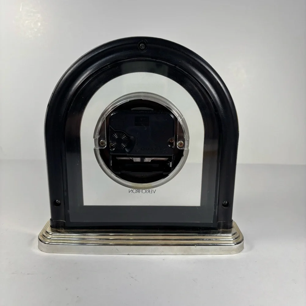 VINTAGE VERICHRON Quartz‎ Takane Gold MANTEL Desk Clock Gears Move Works